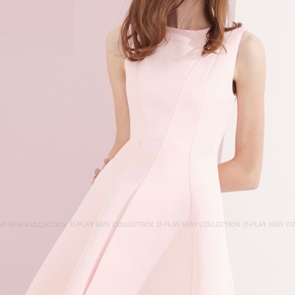 D-PLAY spring and summer pink Slim dress